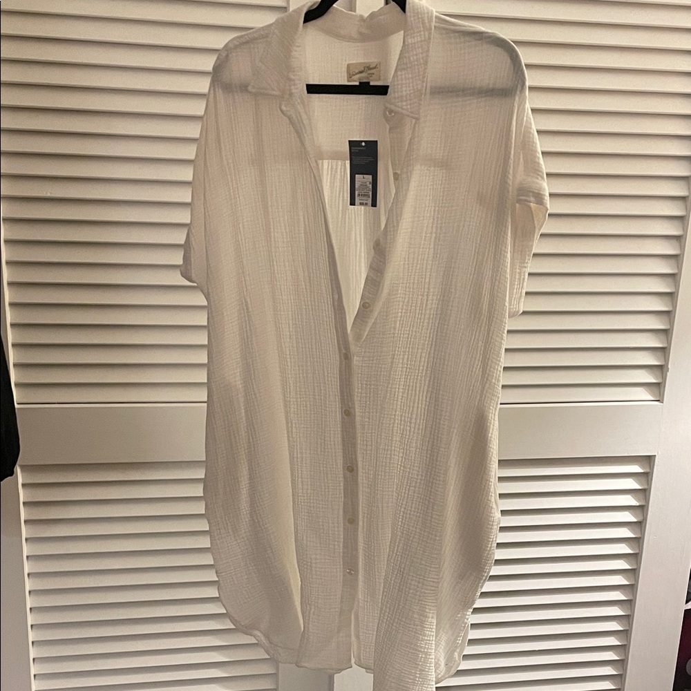 White Button-Up Shirt Dress